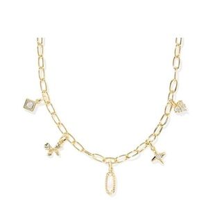 Kendra Scott Belle Cubic Zirconia Gold Charm Necklace New